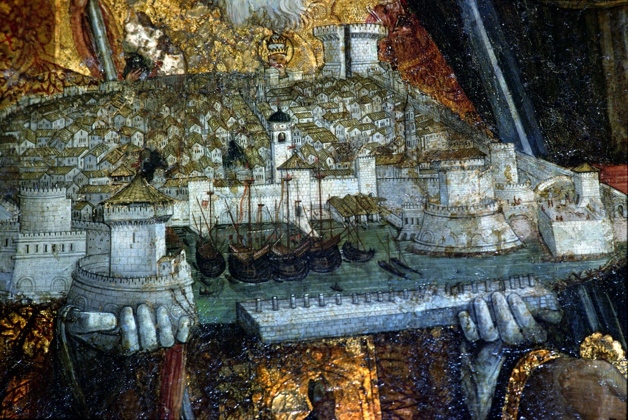 La ciudad amurallada llevada por San Blas (detalle) de Nikola Bozidarovic