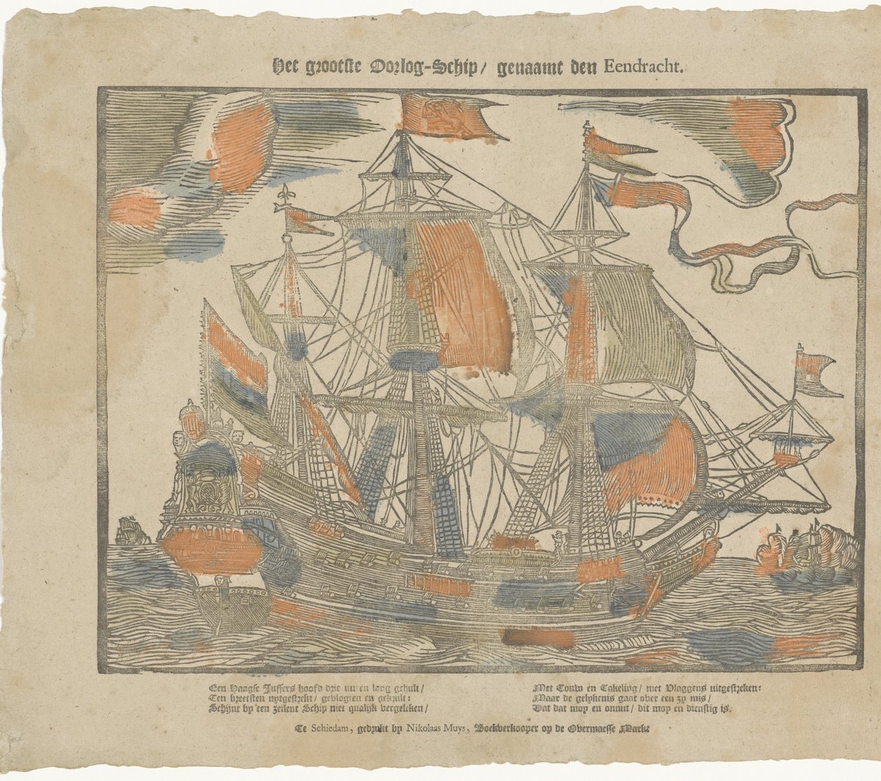 El mayor buque de guerra / genaamt den Eendracht (título en el objeto) de Nikolaas Muys