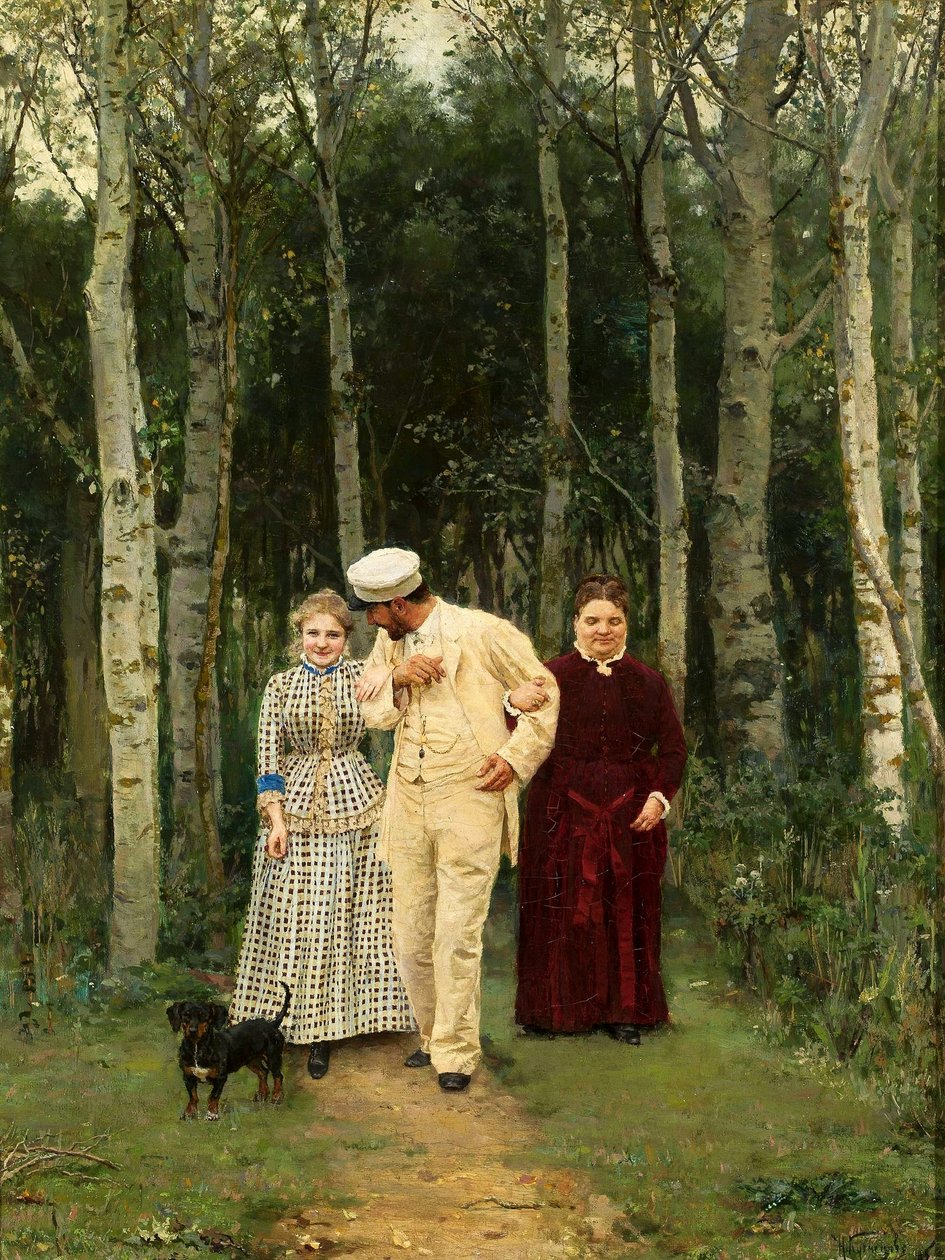 Cortejo Un paseo por el campo de Nikolai Dmitrievich Kuznetsov