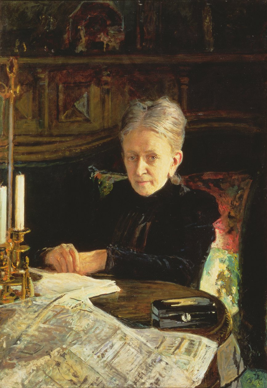 Retrato de Elena Osipovna Likhacheva (1836-1904) Escritora y Activista Social, 1892 de Nikolai Nikolaevich Ge