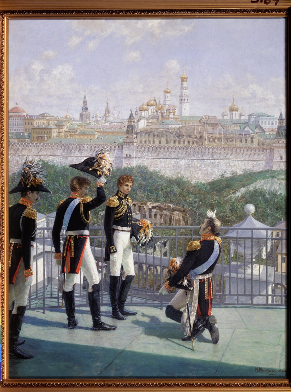 Federico Guillermo III de Prusia agradeciendo a Moscú por el rescate de su imperio, 1896 de Nikolai Sergeyevich Matveyev