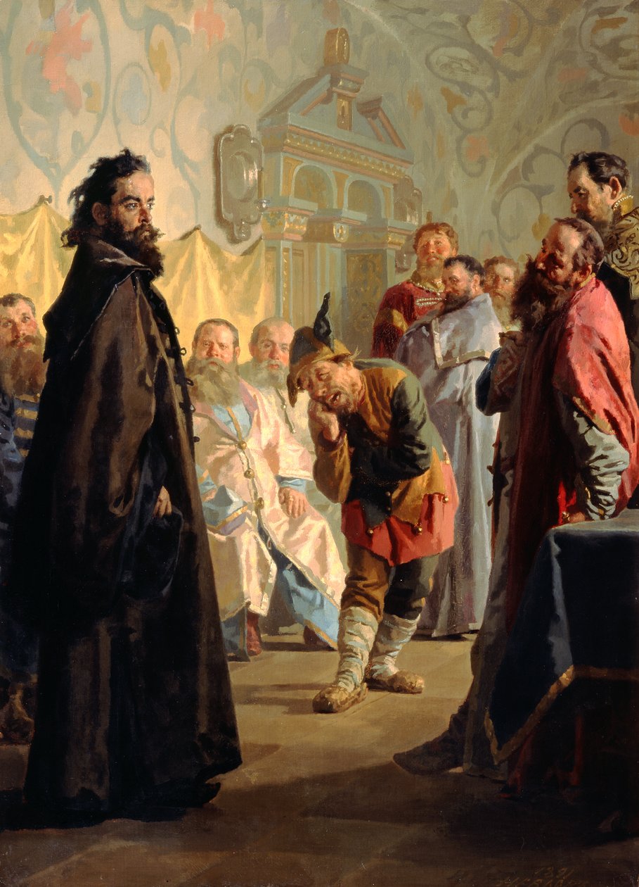El boyardo deshonrado y un bufón, 1891 de Nikolai Vasilievich Nevrev