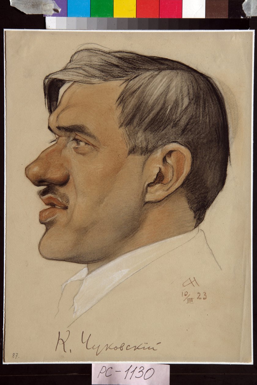 Retrato de Kornei Tchoukovski (1882-1969) - Obra de Nikolai Andreevich Andreev (1873-1932), tiza roja y tiza sobre papel (32,5x24,2 cm) de Nikolai Andreevich Andreev