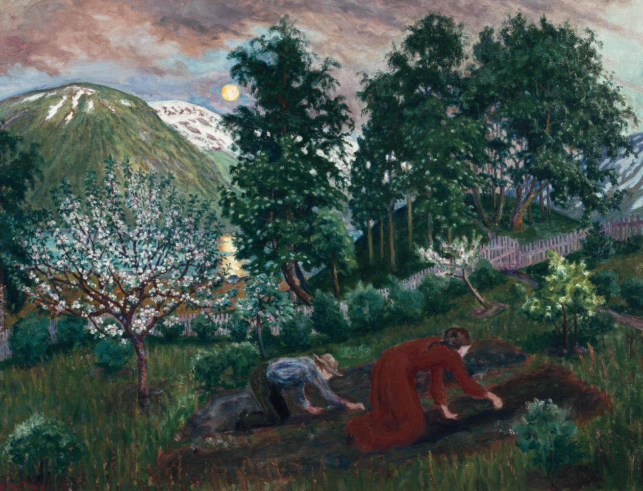 Noche de primavera en el jardín, c. 1908 de Nikolai Astrup
