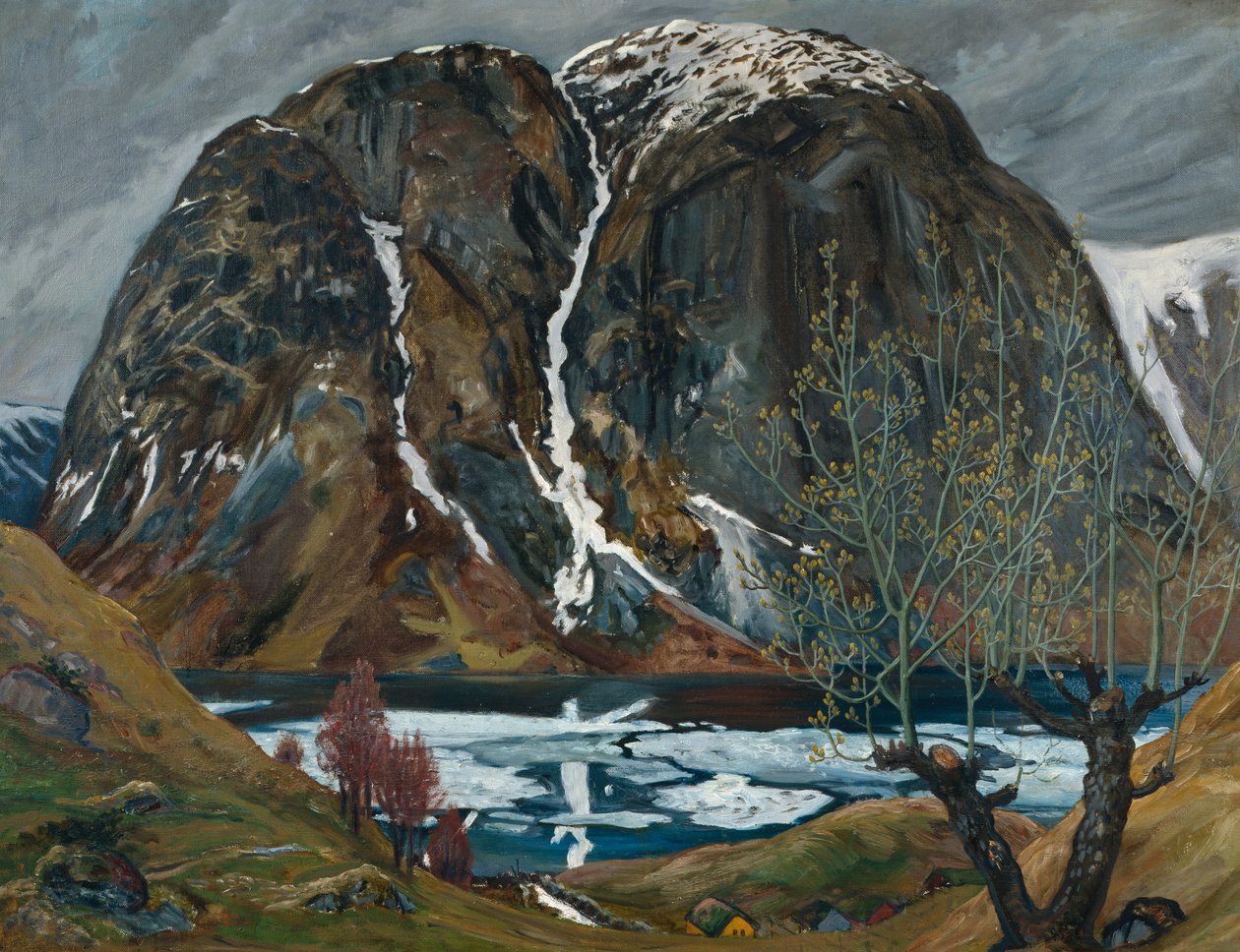 Deshielo de primavera bajo la colina de Nikolai Astrup