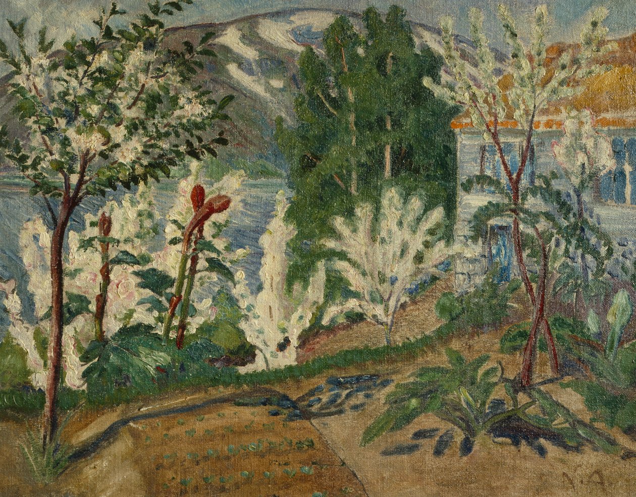 Flores blancas de Jølstervannet (óleo sobre lienzo) de Nikolai Astrup