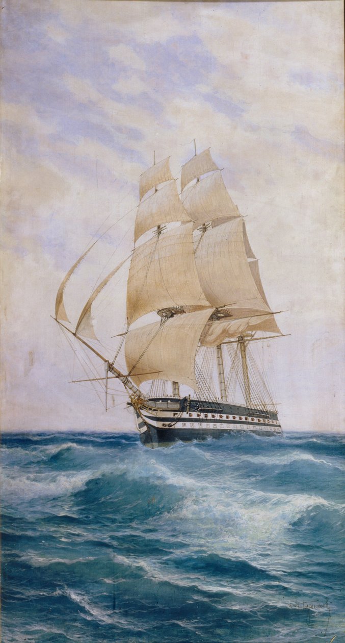 El Barco en la línea Imperatritsa Mariya, 1890s de Nikolai Dmitryevich Prokofyev