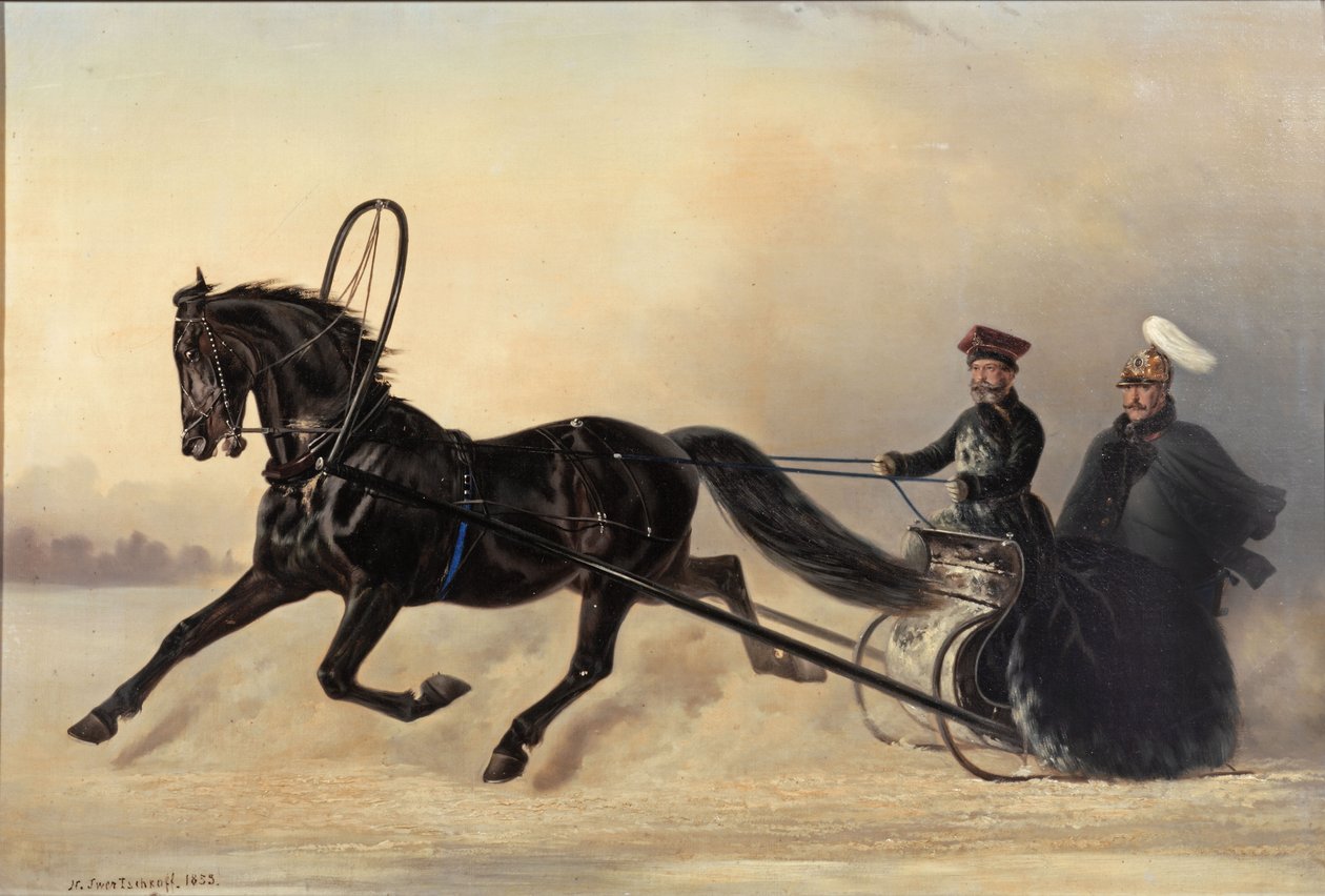 El emperador Nicolás I en una salida de invierno, 1853 de Nikolai Egorevich Sverchkov