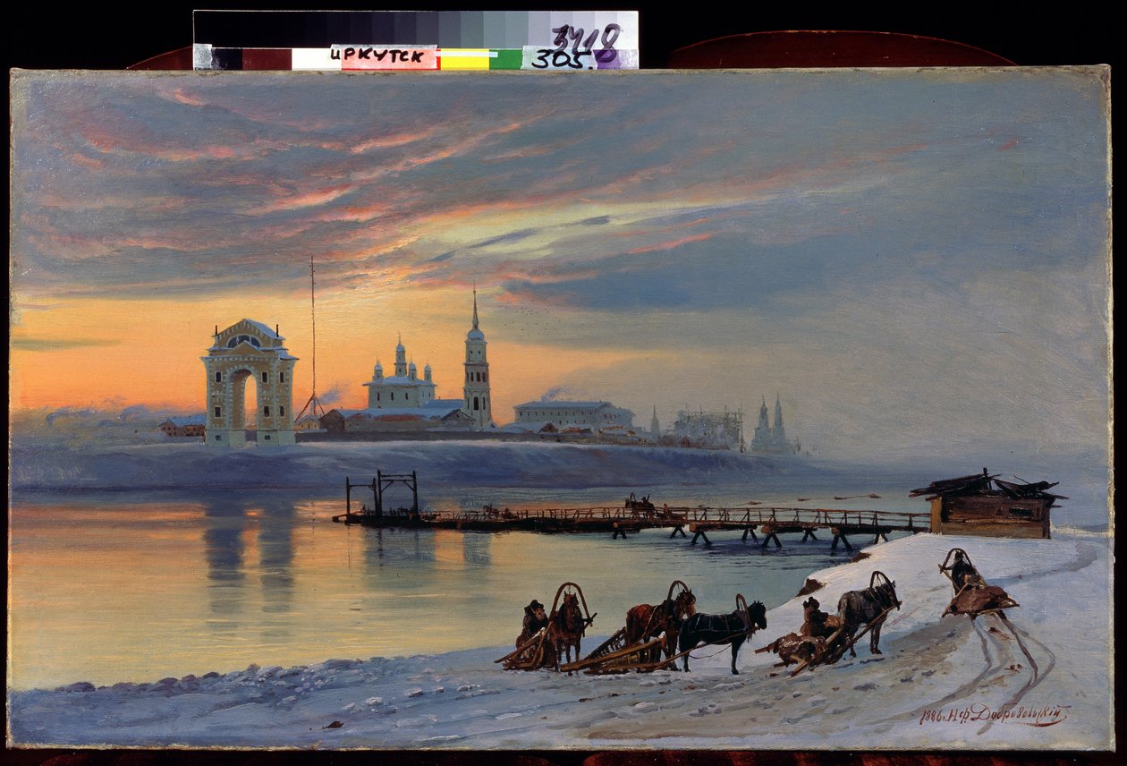 "" Vista del río Angara en Irkutsk y Siberia "" Pintura de Nikolai Florianovich Dobrovolsky (1837-1900) 1886 Museo Estatal de Arte, Irkutsk de Nikolai Florianovich Dobrovolsky