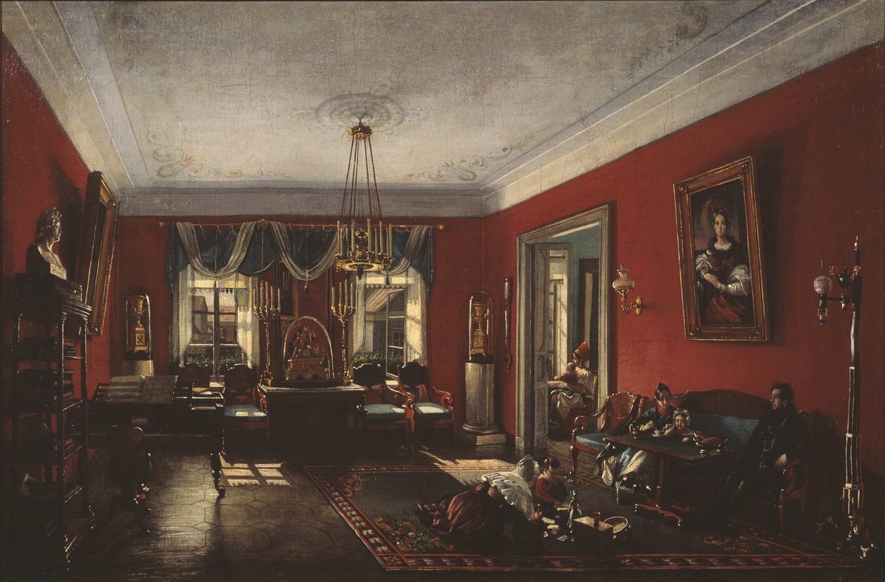 El salón en la Casa Nashchokin en Moscú de Nikolai Ivanovich Podklyuchnikov