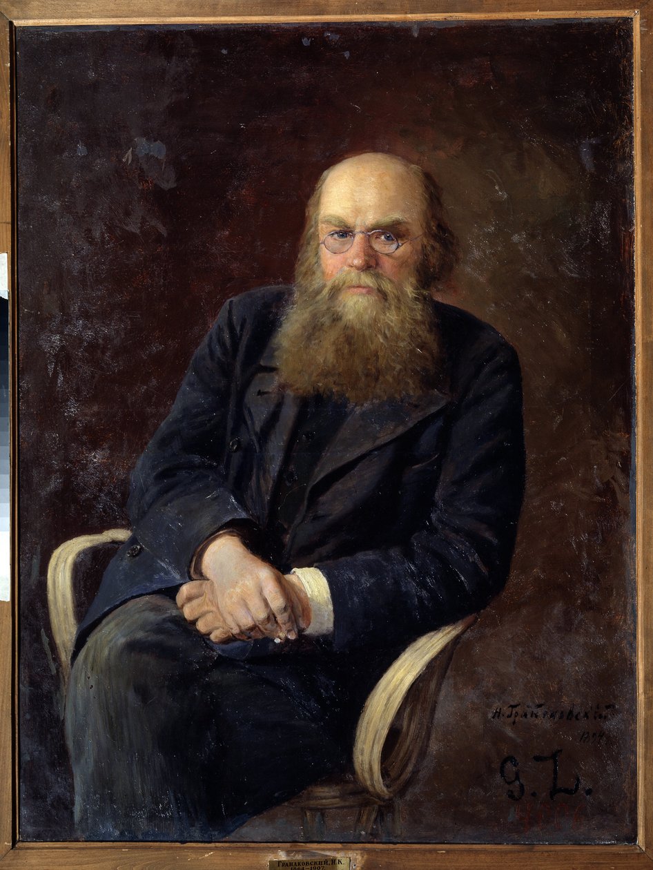 Retrato del escritor Nikolay N.Zlatovratsky (1845-1911) (Retrato del autor N.N.Zlatovratsky). Pintura de Nikolai Karlovich Grandkovsky (1864-1907), óleo sobre lienzo de Nikolai Karlovich Grandkovsky