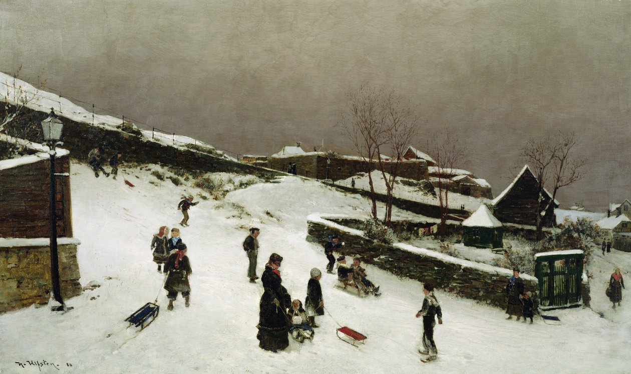 Escena de invierno en Nordnes, Bergen de Nikolai Martin Ulfsten