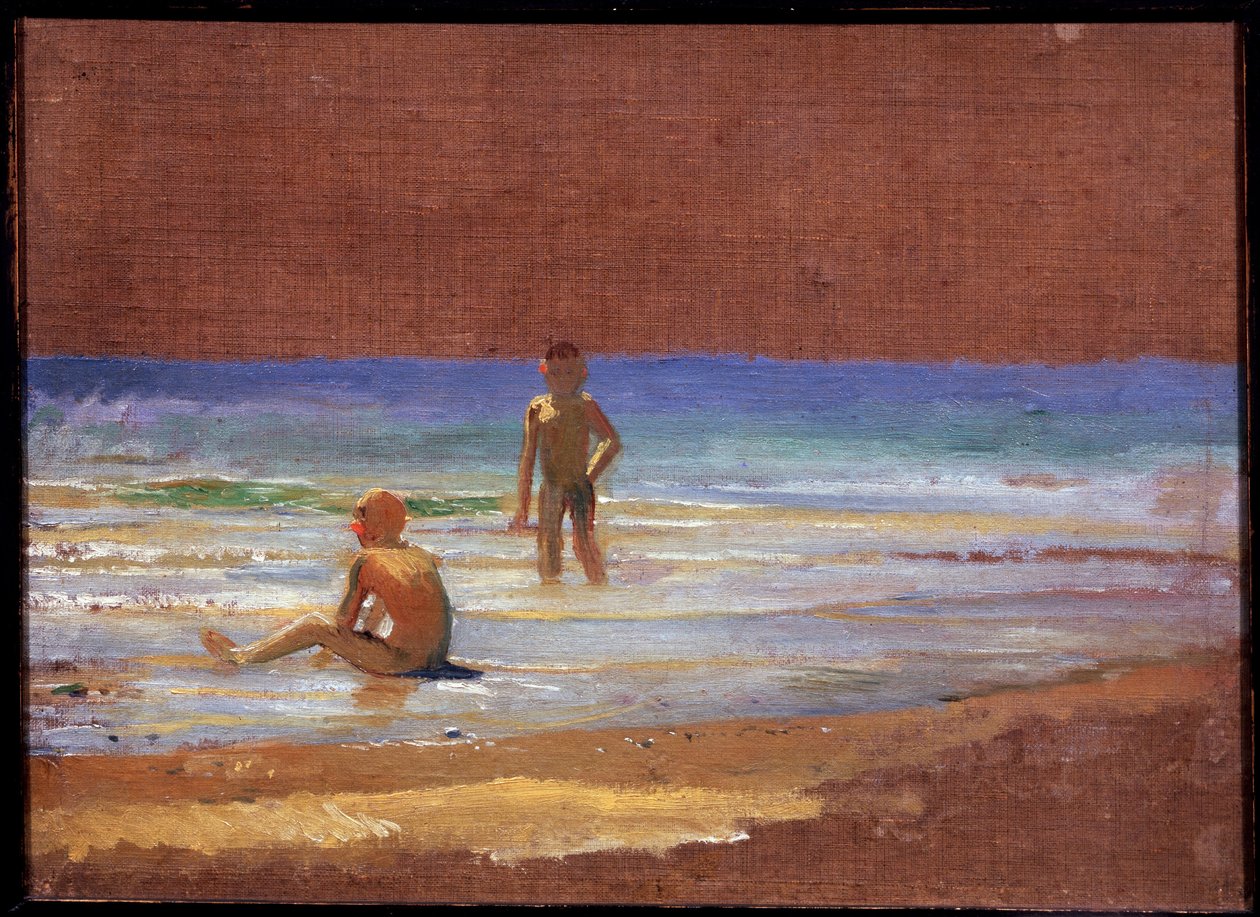 Chicos a la orilla del mar. Pintura de Nikolai Nikolayevich Ge (Gay) (1831-1894), óleo sobre lienzo, arte ruso del siglo XIX. Galería Estatal Tretyakov, Moscú. de Nikolai Nikolajevitch Gay
