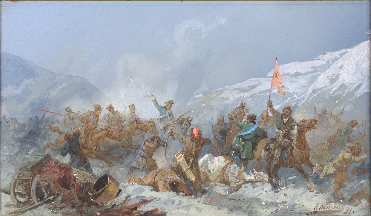 Lucha con las tropas de Pugachev, 1891 de Nikolai Nikolayevich Karasin