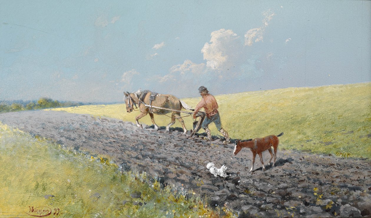 Arando el campo, 1899 de Nikolai Nikolayevich Karasin