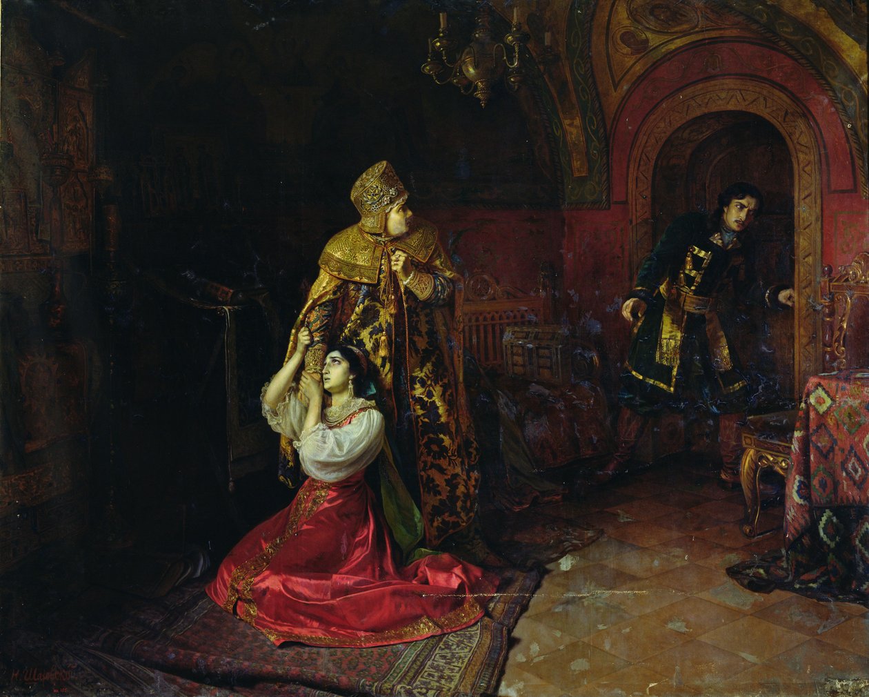 Los últimos minutos de la familia de Godunov (óleo sobre lienzo) de Nikolai Pavlovich Shakhovskoi