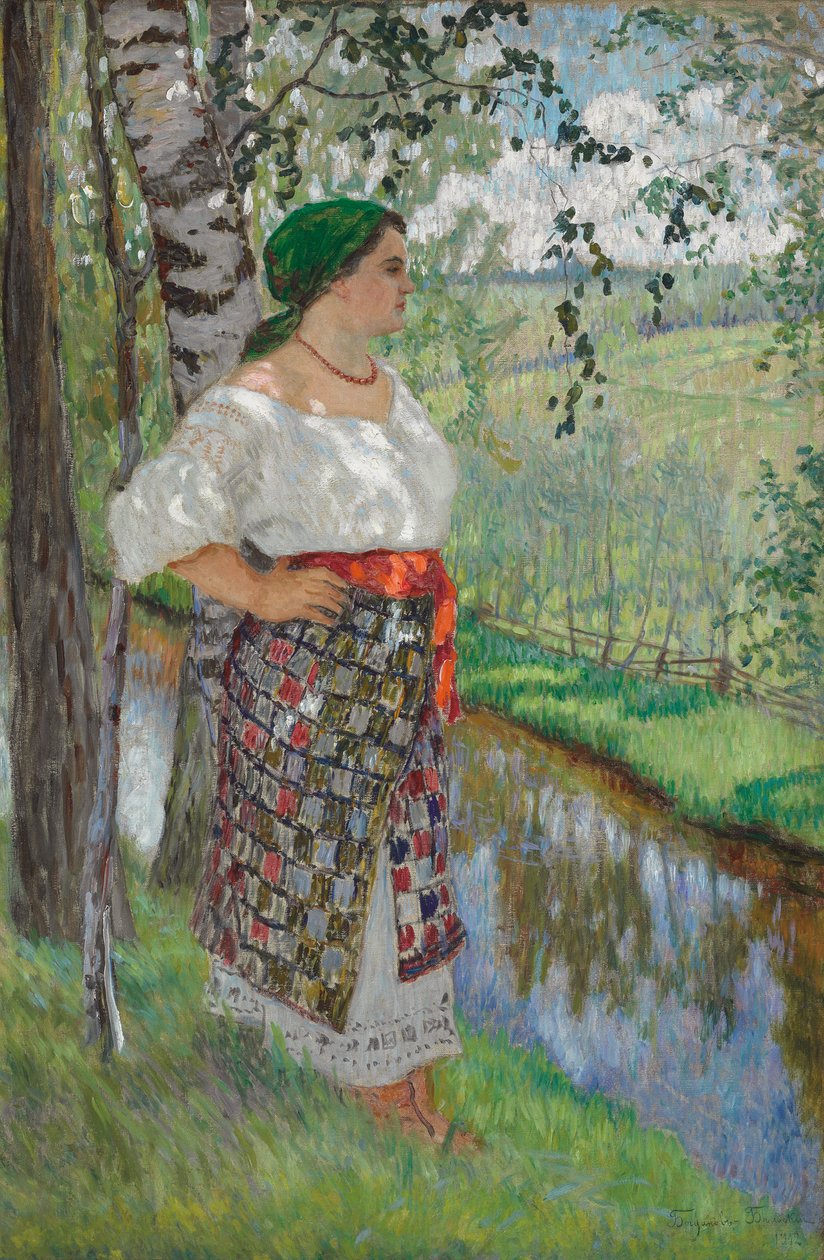 Mujer Campesina junto a un Arroyo de Nikolai Petrovich Bogdanov-Belsky