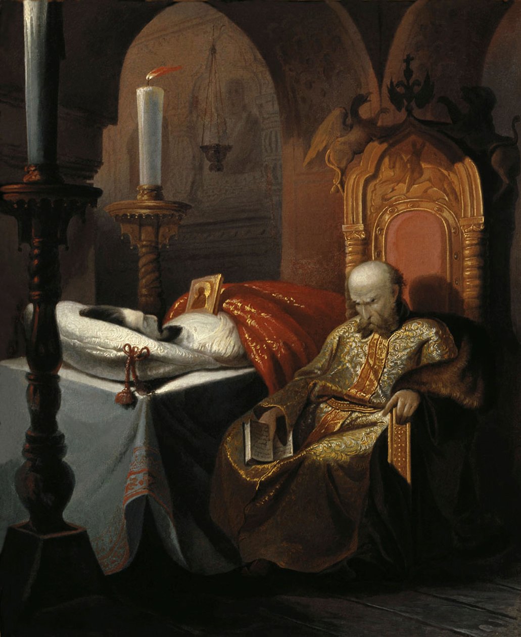 Iván el Terrible y su hijo Iván el viernes 16 de noviembre de 1581, 1860s de Nikolai Semyonovich Shustov