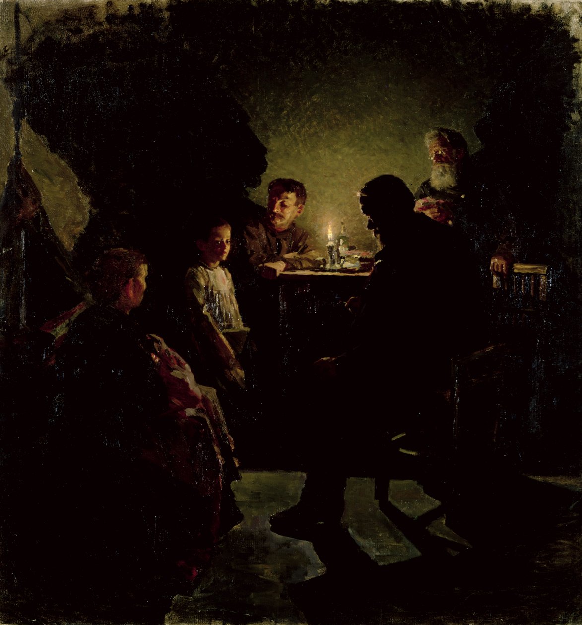 La familia del trabajador de Nikolaj Alekseevich Kasatkin