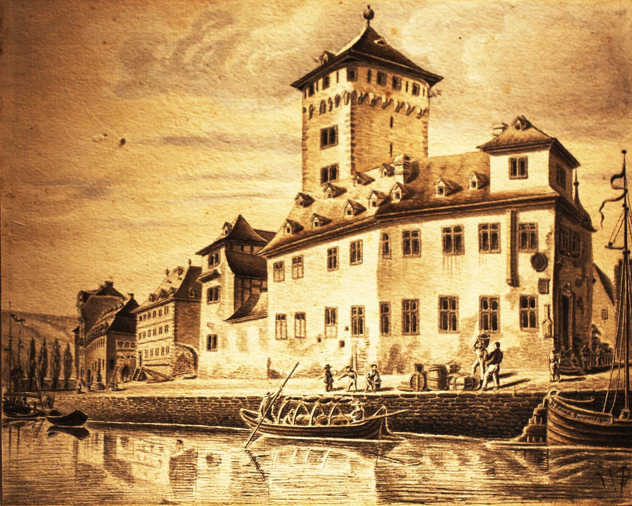 El antiguo castillo electoral de Boppard en 1854 de Nikolaus Schlad