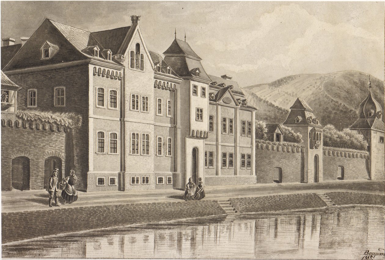 Orfanato y Hospital del Espíritu Santo en Boppard en el año 1865 de Nikolaus Schlad