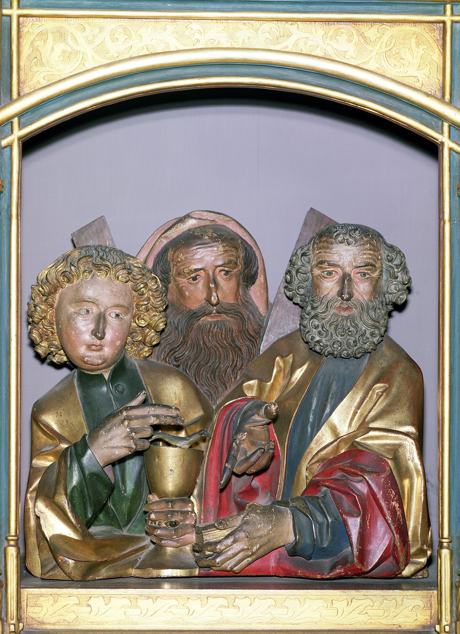 Tallados de Madera de SS. Juan, Andrés y Pedro, del predela del Retablo de Isenheim, c.1490 de Nikolaus Hagenauer