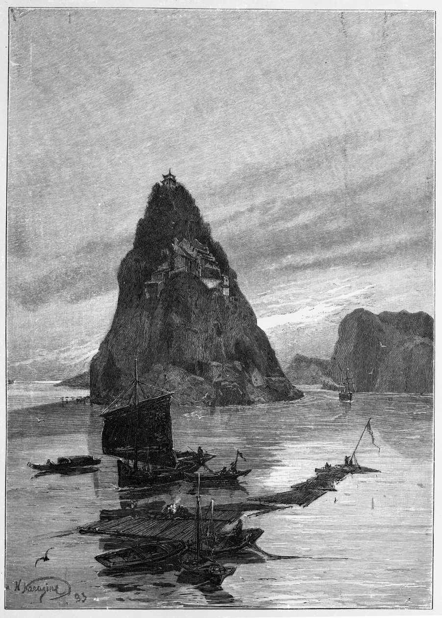Roca del Pequeño Huérfano en el río Yangtsé, 1893 de Nikolai Nikolaevich Karazin