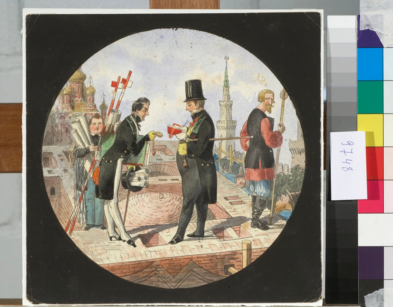 El barón Lev von Bode y el arquitecto Nikolay Chichagov en la obra de construcción del Gran Palacio del Kremlin en Moscú - Obra de Nicolas Benois (1813-1898) de Nikolay Benois