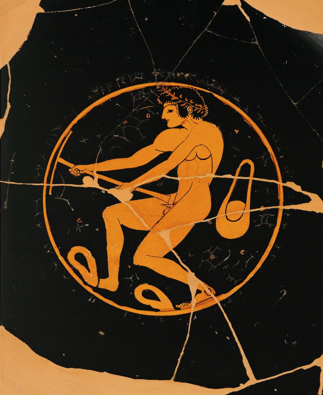 Atleta con palo y tirachinas ... de Nikosthenes