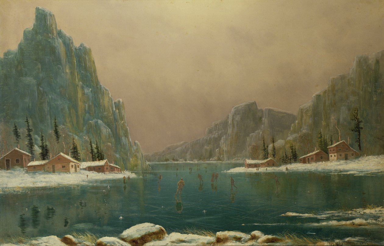 Figuras patinando en un lago de Nils Hans Christiansen