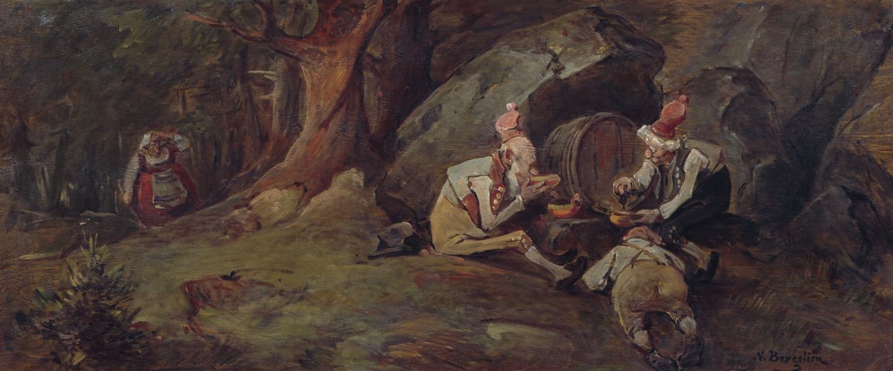Pixies bebiendo cerveza (óleo sobre lienzo) de Nils Bergslien