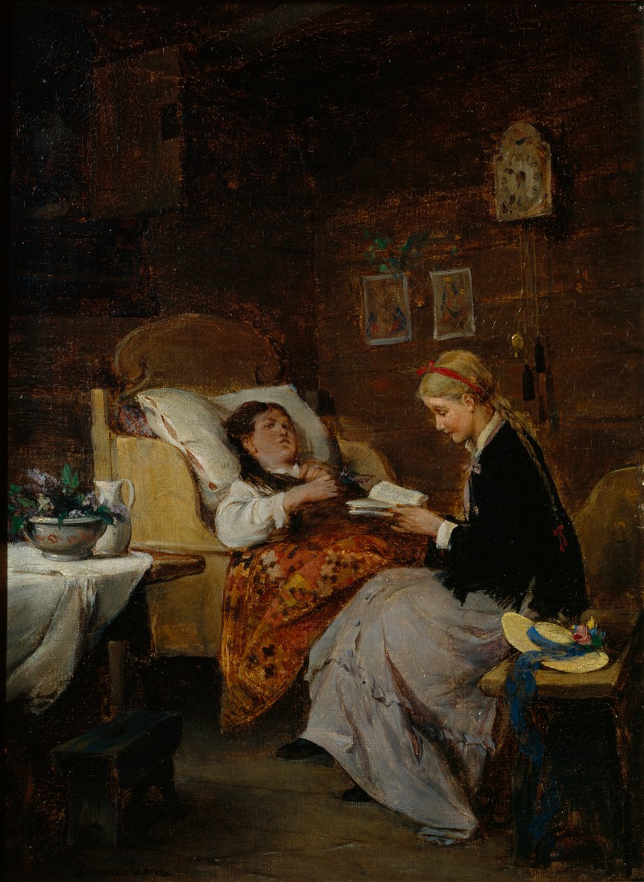 Visita a una paciente (óleo sobre lienzo) de Nils Bergslien