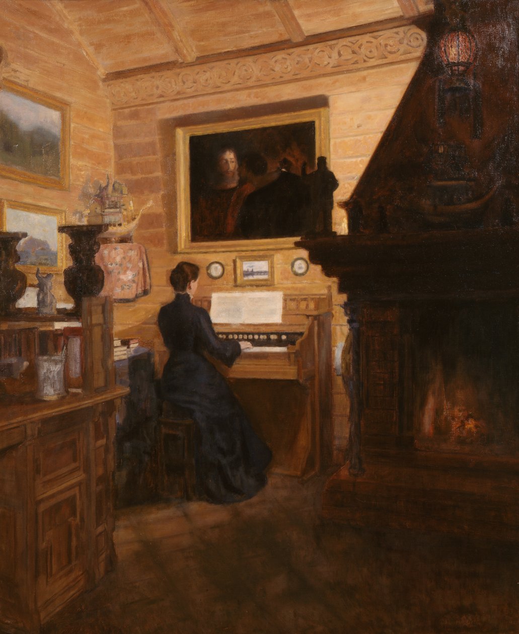 Mujer junto al cembalo de Nils Dahl Alstrup
