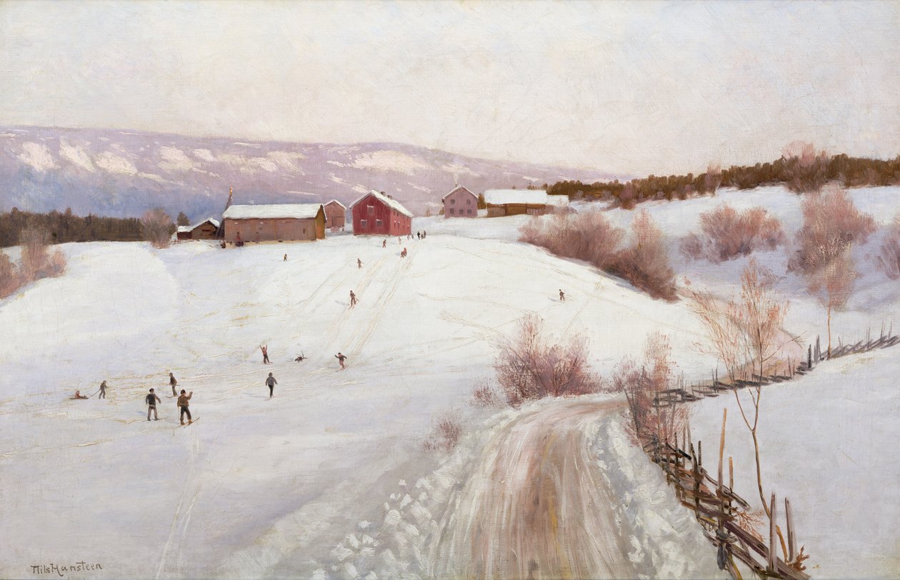 Invierno en Noruega (óleo sobre lienzo) de Nils Hansteen