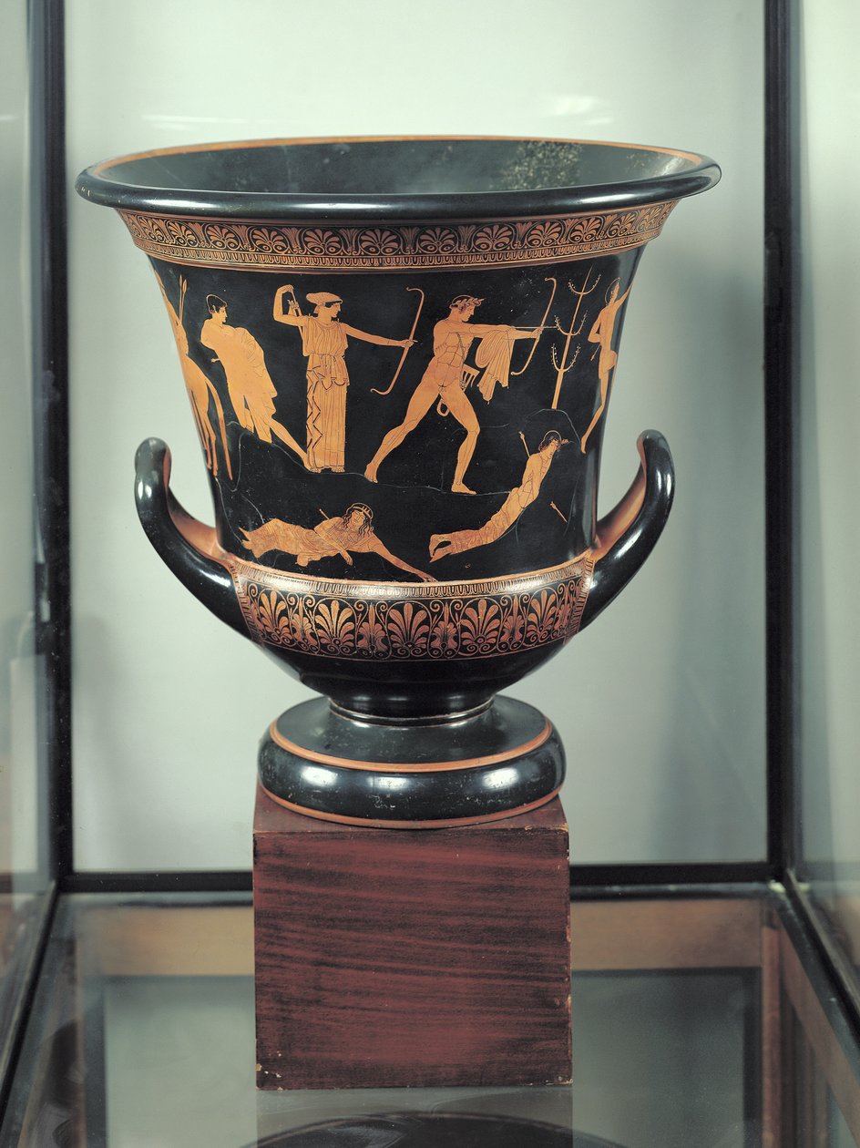 Ático de figuras rojas calyx-krater que representa la muerte de los Niobids, c.460-50 a.C. de Niobid Painter