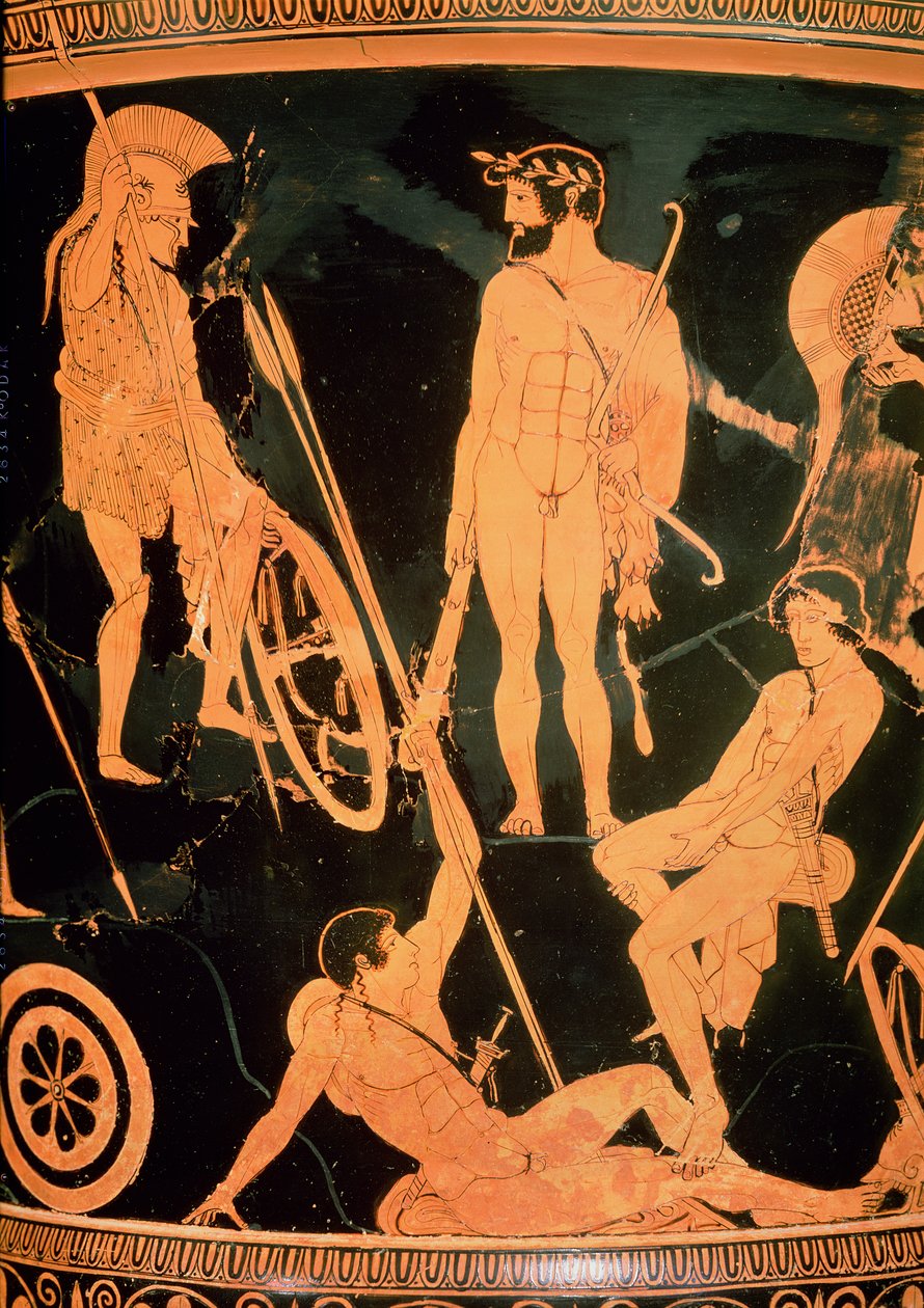 Heracles y héroes griegos (detalle) de Niobid Painter