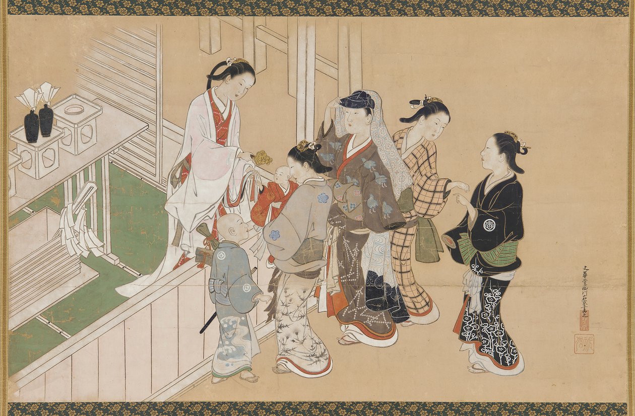 Primera visita de un infante a un santuario sintoísta, período Edo, finales del siglo XVII-principios del siglo XVIII de Nishikawa Sukenobu