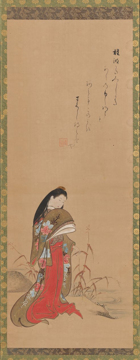 Dama Ise junto al río, finales del siglo XVIII de Nishikawa Sukenobu