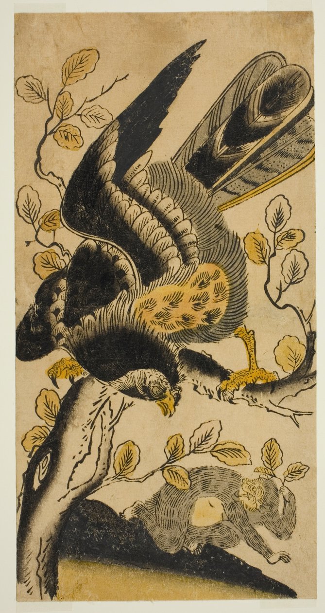 Águila y mono de Nishimura Shigenaga