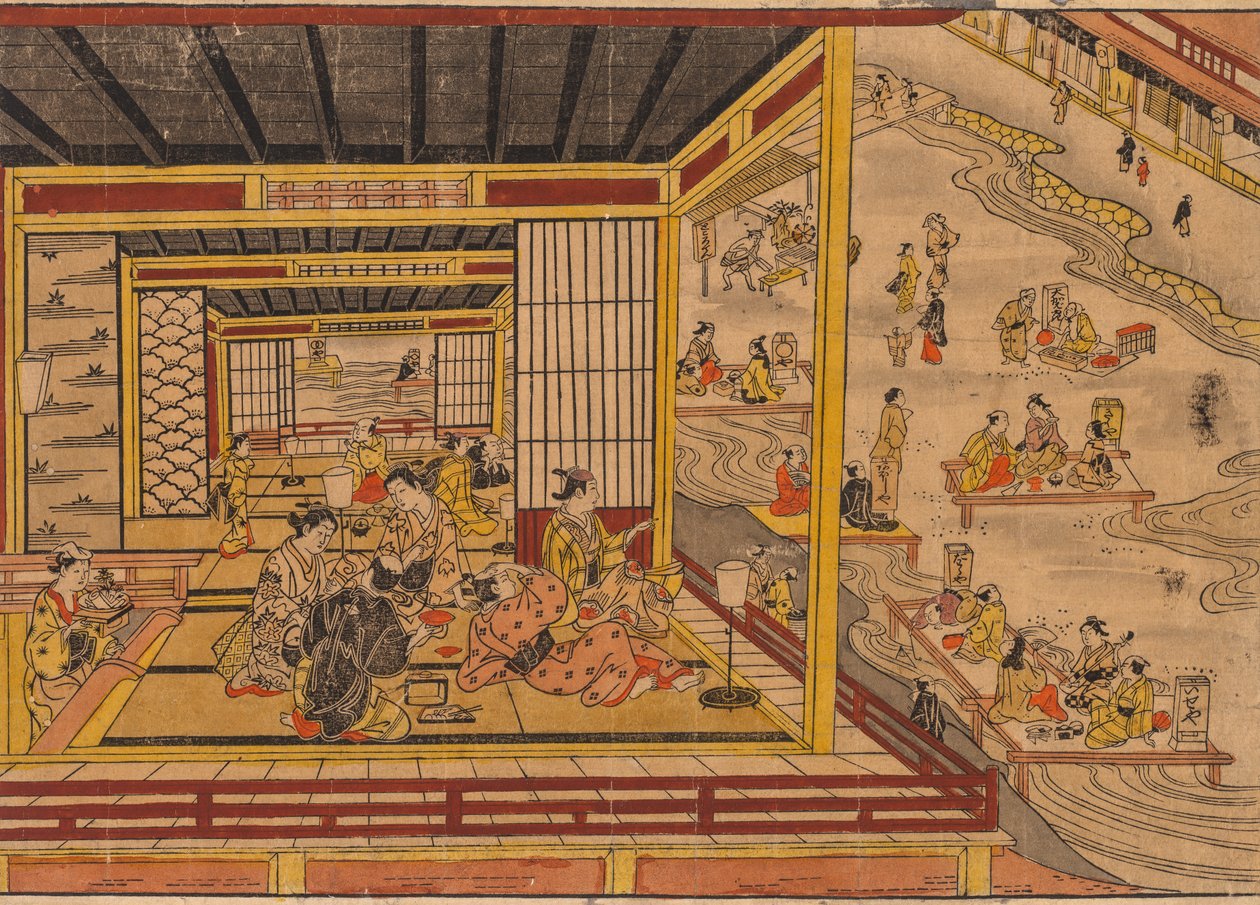 Casa de té junto al río Kamo en Kioto de Nishimura Shigenaga