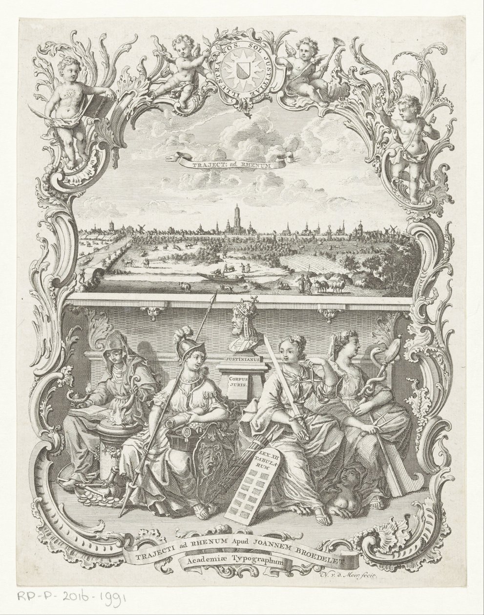 Vista de Utrecht y alegoría con Minerva y virtudes de Noach van der Meer (I)