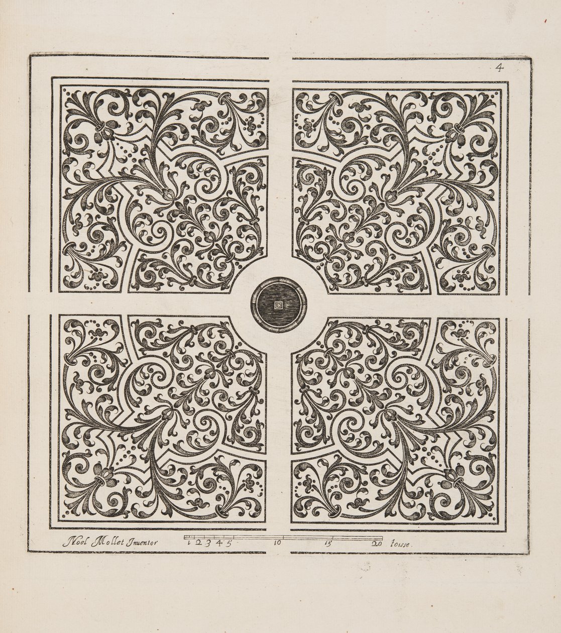 Diseño para Parterre, de Théâtre des Plans et Jardinages, pub.1652 de Noel Mollet