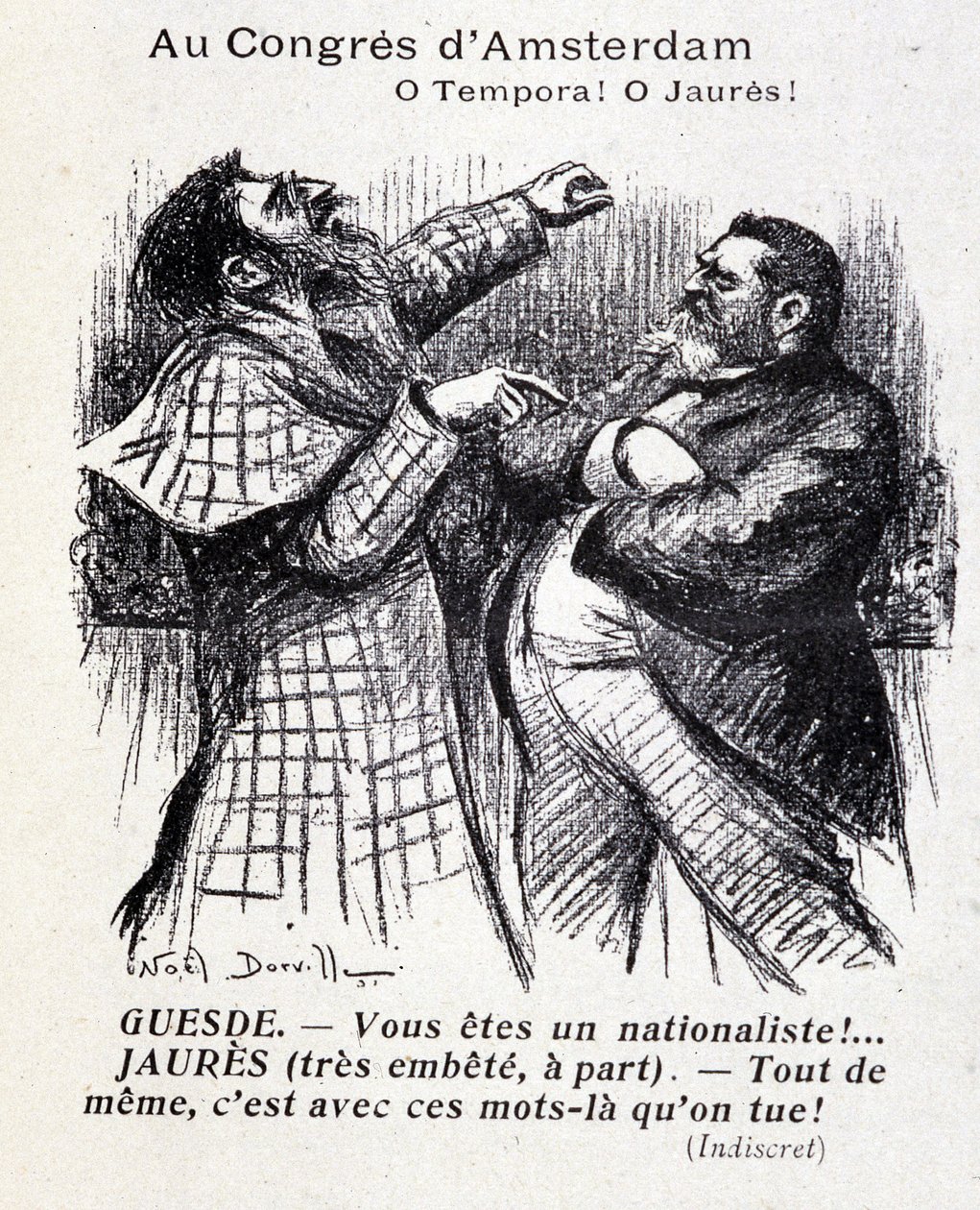 Altercado entre Jean Jaurès y Jules Guesde (congreso socialista de Ámsterdam) por Noel Dorville, "Le Panache" 5/10/1904 de Noel Dorville