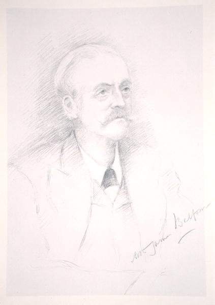 Retrato de Sir Arthur James Balfour (1848-1930) de un álbum sobre la Entente Cordiale de Noel Dorville