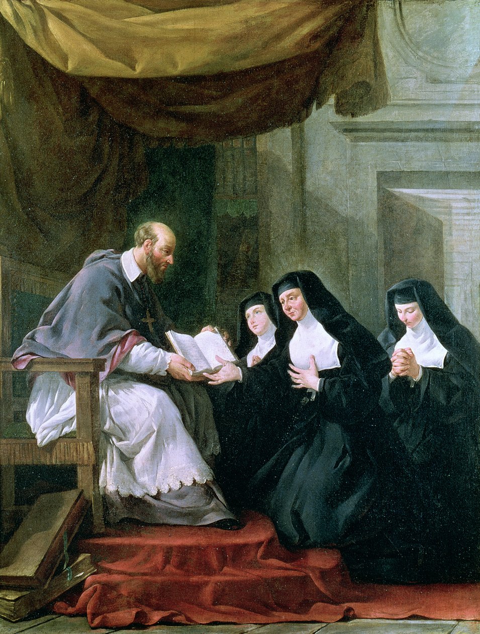 San Francisco de Sales (1567-1622) Dando la Regla de la Visitación a Santa Juana de Chantal (1572-1641) de Noel Halle