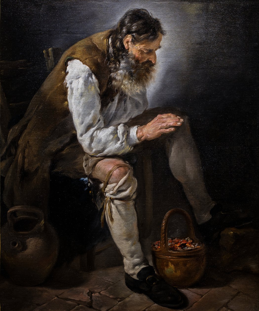 Invierno. Anciano calentándose las manos ante un brasero, hacia 1747 (Óleo sobre lienzo) de Noel Halle