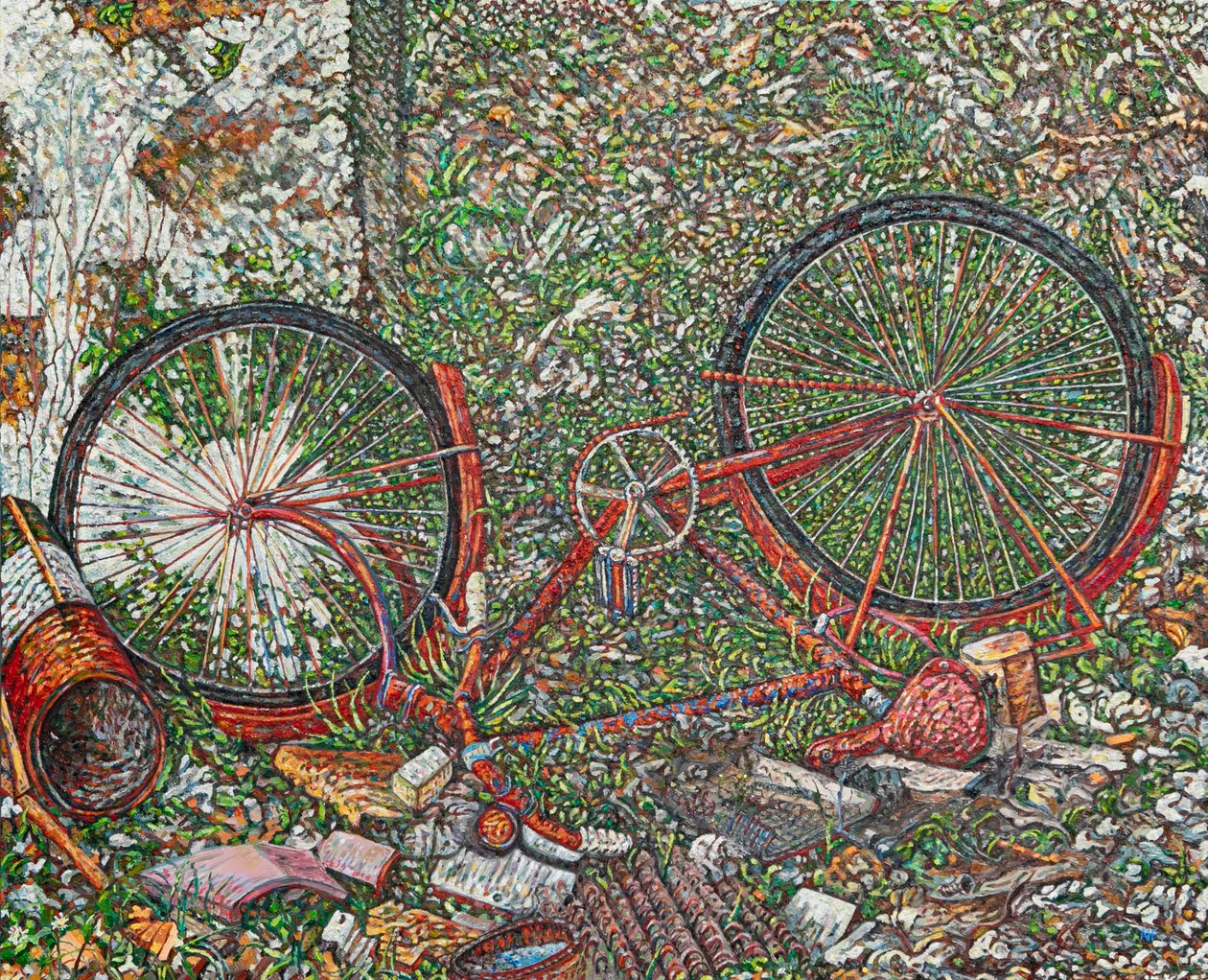 La bicicleta azul de Alfonso, 2024 (óleo sobre lino) de Noel Paine