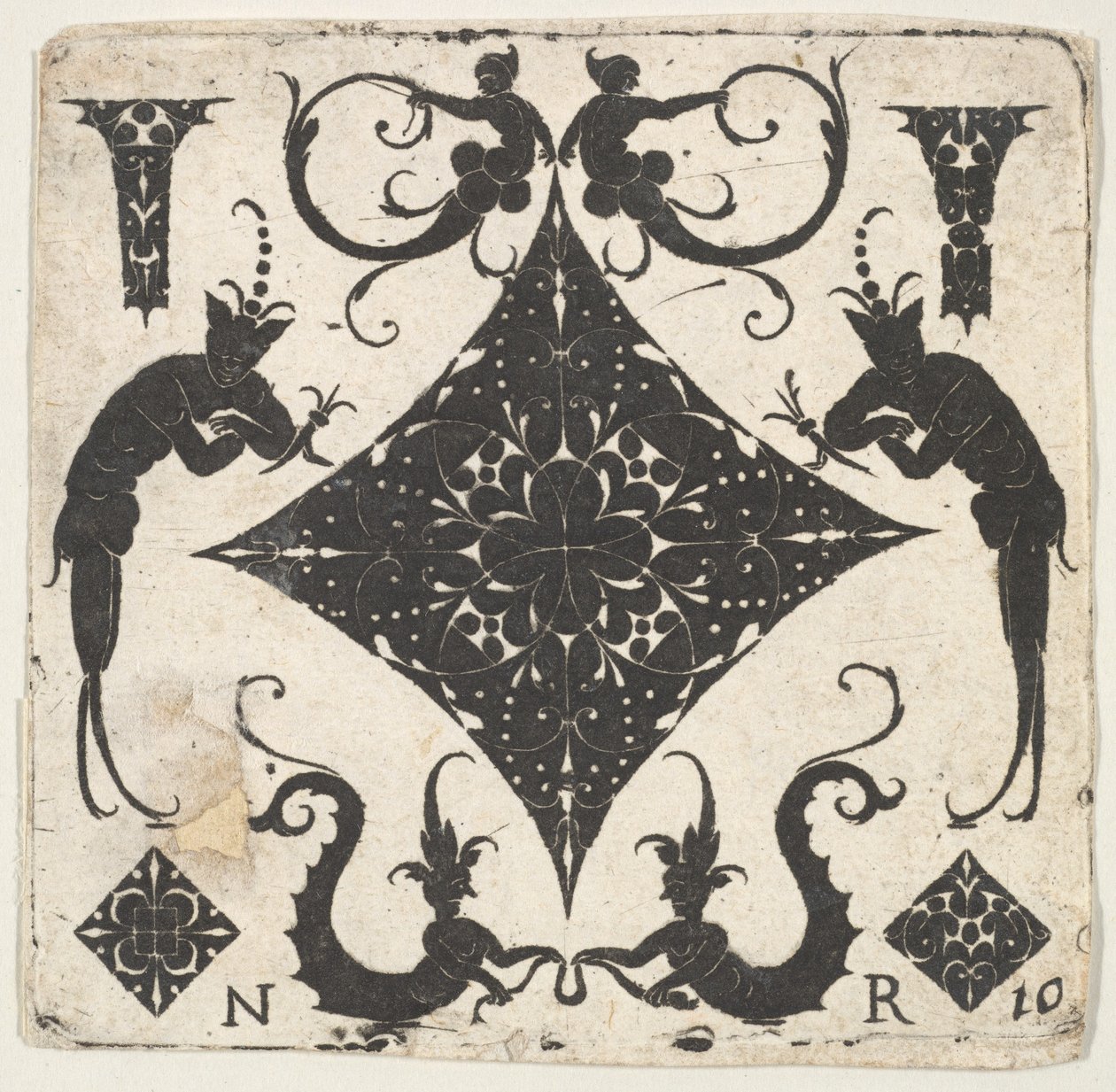 Panel en forma de rombo cóncavo y figuras grotescas de Noel Rouillard