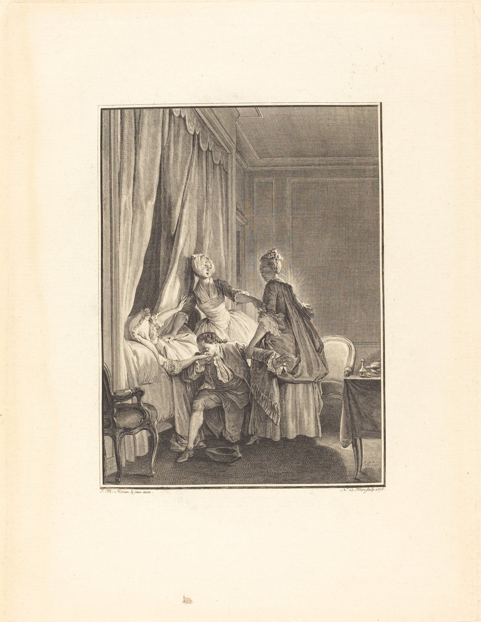 La inoculación del amor de Noël Le Mire after Jean Michel Moreau