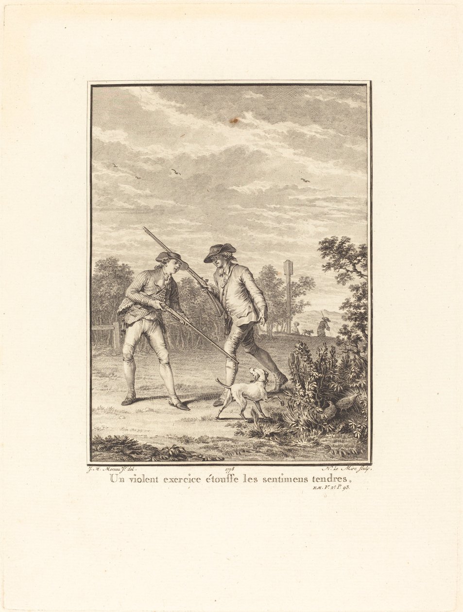 Un ejercicio violento ahoga los sentimientos tiernos de Noël Le Mire after Jean Michel Moreau
